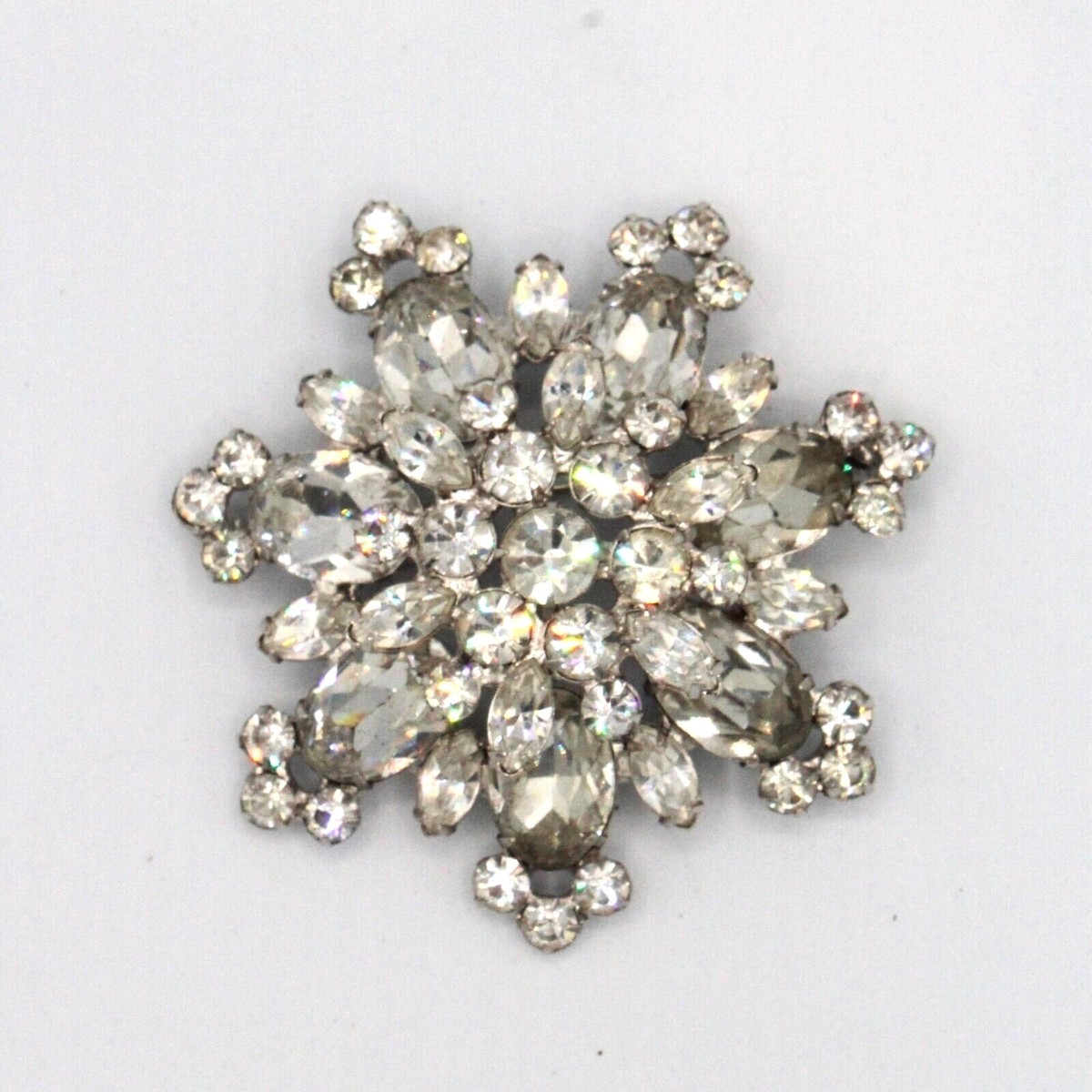 Sparkling Crystal Large Snowflake Pin Silver Tone Sparkling Crystal Large Snowflake Pin Silver Tone