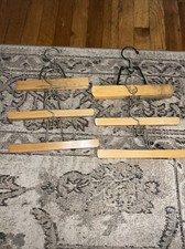 Lot of 6 Vintage Wooden Pant Hanger Clamp Style Skirt Clothes Unbranded