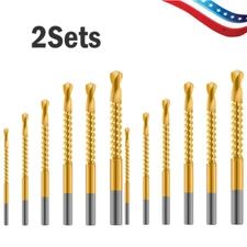 6 PCS Titanium Coated Twist Drill Bit Set Cutting Groove Bit Wood Metal Tool ✅