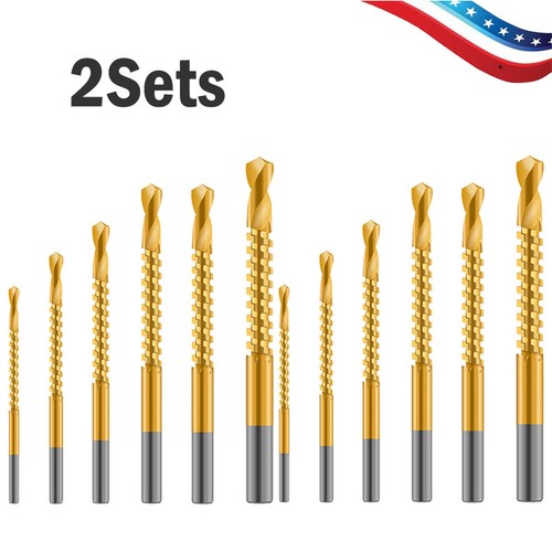 6 PCS Titanium Coated Twist Drill Bit Set Cutting Groove Bit Wood Metal Tool ✅ - Picture 13 of 14