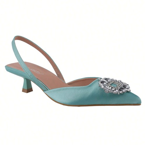 Women's Low Toe Slingback Square Buckle Heeled Sandals Stiletto Heels Slip On Pa - Picture 93 of 104