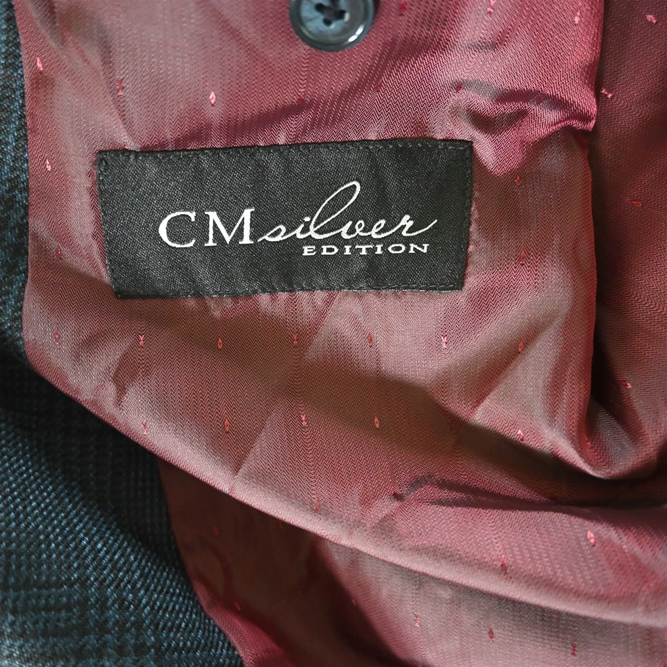 Blazer Traje Chaqueta Abrigo Deportivo CM Plateado 56R Azul Oscuro Cuadros Glenn Para Hombre Foto 4 de 4