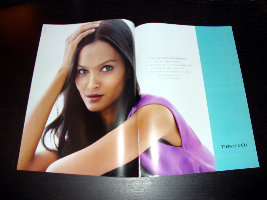 TIFFANY & CO. 2-Page Magazine PRINT AD Fall 2008 LIYA KEBEDE celebration rings