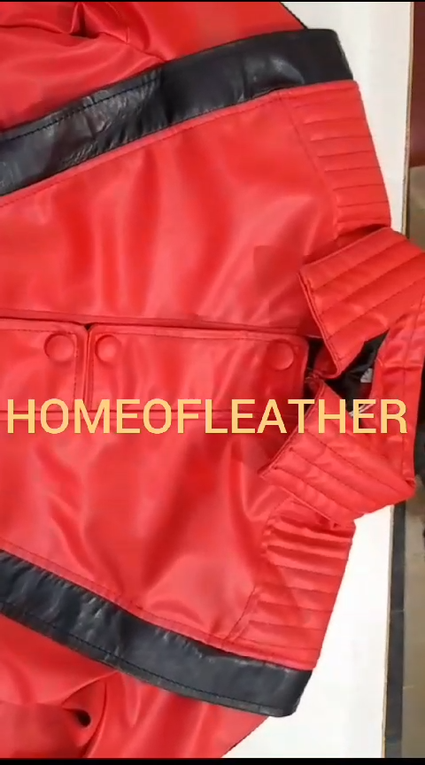 Men Biker Michael Jackson Thriller Red Real Faux Leather Classic