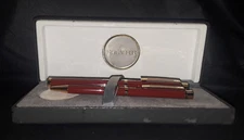 Vintage 14K Sheaffer 1021 Burgundy & Gold Fountain and Ball Pen Set (Brand New!)