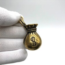 Chinese Antique Collectibles Bronze Money Bag Pendant Key Chain Statue