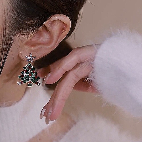 Luxury Christmas Tree Colorful Crystal Earrings StudODrop Women Jewellery Gift D - Picture 7 of 9