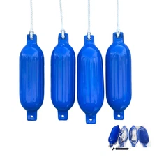 4 Ribbed Marine Boat Fenders Inflatable Vinyl Bumpers for Docking size 8.5"X27"