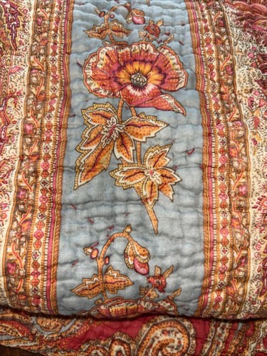 Pottery Barn Paisley Floral Red Reversible Quilted Quilt Full Queen Sham Set - Picture 8 of 10