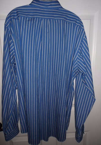 RALPH LAUREN Mens L SHIRT Classic Fit button front L/sleeve Striped Cotton Blue - Picture 4 of 4