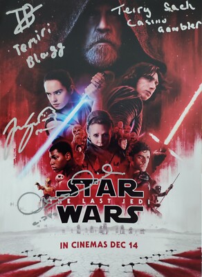 Anthony Daniels & J. Suotamo & T. Blaev & T. Sach Autogramm, Star Wars, 20x30 cm
