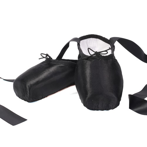 Rosa Profi Spitze Ballett Tanzschuhe Satin mit Zehenpolster schwarz Frauen Männer - Bild 3 von 18