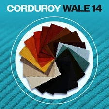14 Wale Apparel Corduroy Fabric 280GSM Solid /Continuous Yard 58"W/100% Cotton