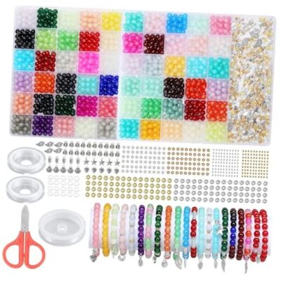 2005PCS 60 Colors Glass Beads Kit for Jewelry Making, 8mm Crystal Beads for  - Main Image