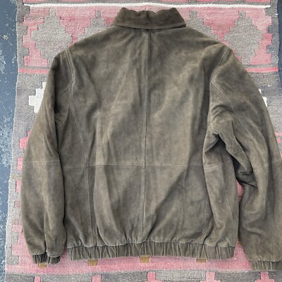 Brooks Brothers Suede Leather Bomber Jacket Field Chore Coat Brown