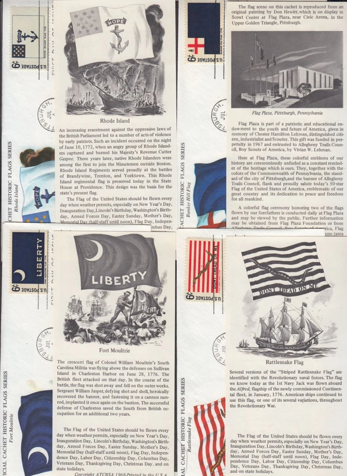 1968 Historic Flags Sc 1345 thru 1354 set of 10 Boy Scout cachets & info cards - Image 3 of 4