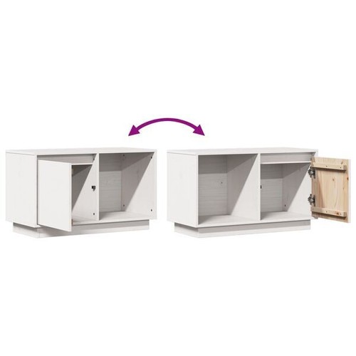 TV Cabinet White Solid Wood Pine - Picture 8 of 9