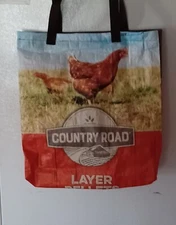 Handmade upcycled Reusable water proof Strong lg  totes Grocery bag Hen Country