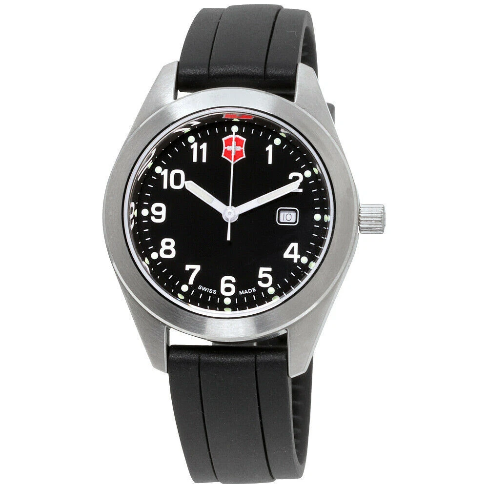 Victorinox garrison black dial silicone strap men's online watch 26033cb