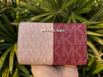#ad #ad Michael Kors Jet Set Travel Medium Bifold Coin Zipper Wallet MK Cherry Multi $89.80