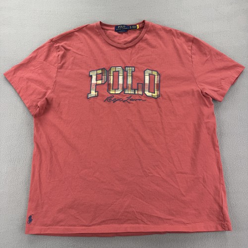 Polo Ralph Lauren Hemd Herren XL Rot Classic Fit Karo Patch Logo Tee T-Shirt Top