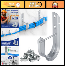 50 PCS Heavy Duty 2" Galvanized Steel J-Hooks | Wall Mount Cable Support Clips