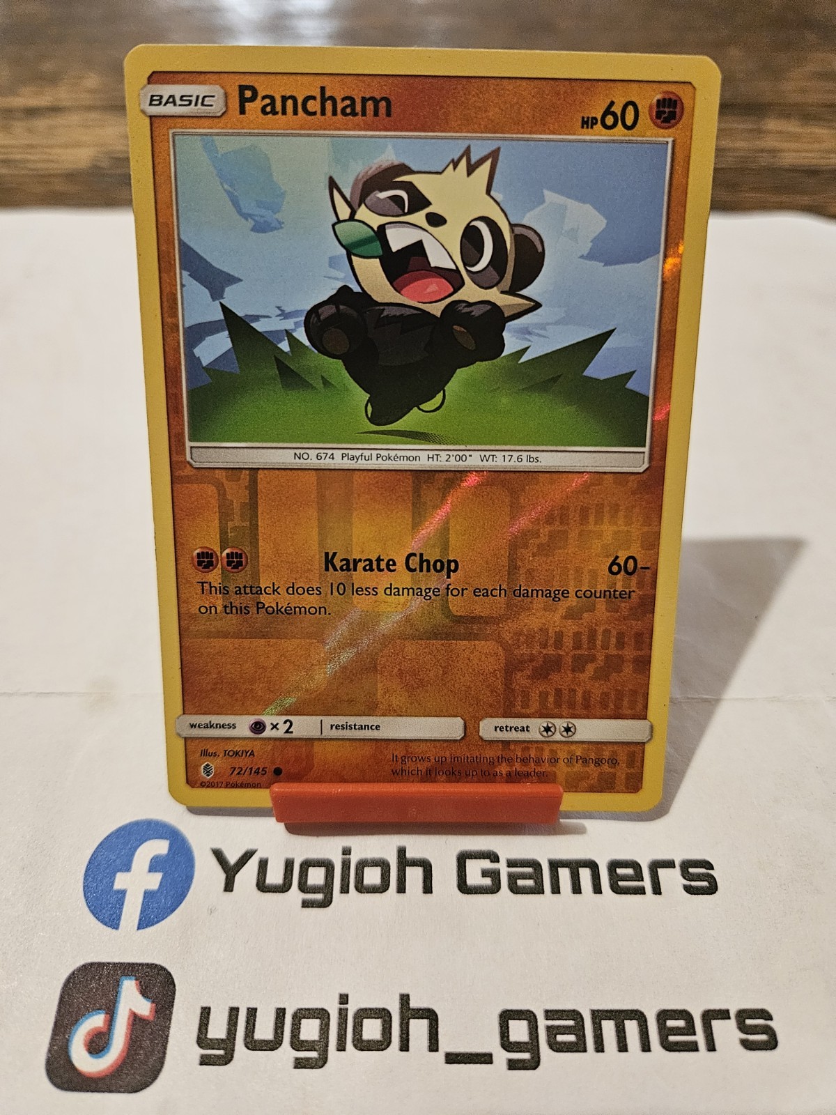 Pokemon Pancham 72/145  Reverse Holo Light Played 