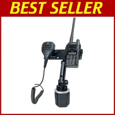 Water-Resistant Cup Holder Radio Mount with Adjustable Height and Mic Storage