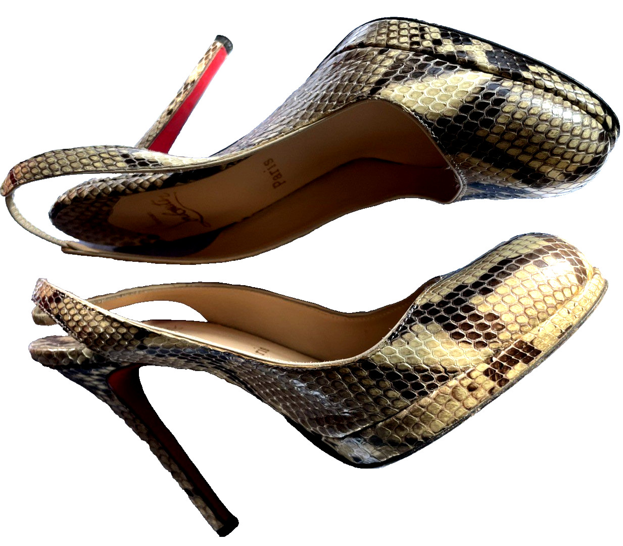 LOUIS VUITTON PARIS  PYTHON SLING BACK PLATFORM H… - image 1