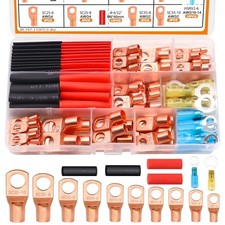 Copper Wire Lugs AWG 2 4 6 8 10 12 14 16 Gauge Battery Terminal 110PCS