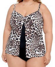 Swim Solutions Plus Knotted Flyaway Fauxkini One-Piece Swimsuit Hidden Spots 18W