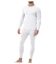  Men's Cotton Long Johns Thermal Underwear Set Base Layer Large White