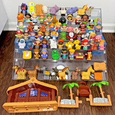 Fisher Price Little People Lot of 76 Figures Zoo, Nativity, Princess, Wheelies