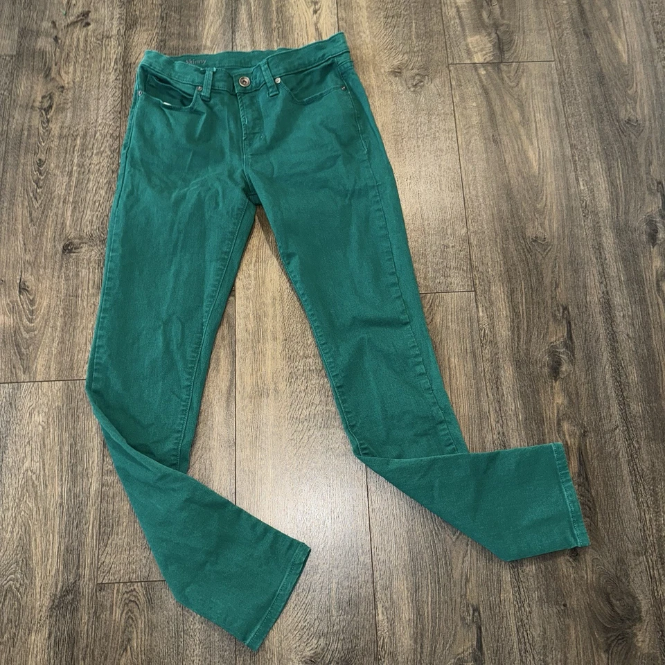 JCP Skinny Jeans Women’s Sz 29/8 Dark Green Skinny Low Rise Denim Stretch Y2K - Image 2 of 4
