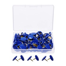 Thumb Tacks Flat Plastic Round Head Steel 120PCS Blue for Hanging Art DIY Craft