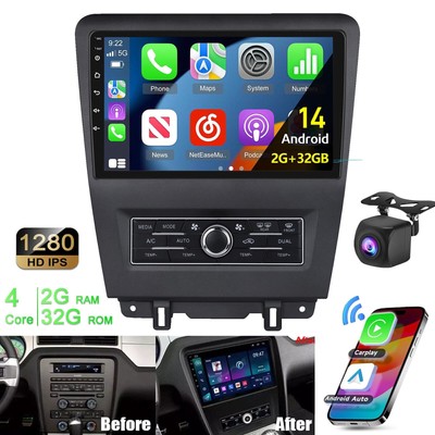 10.1'' Android 14 Car Radio For Ford Mustang 2010-2014 Carplay Stereo BT GPS +CAM