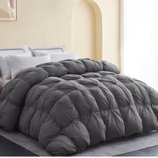 Goose Down Feather 3D Pleated Comforter Cotton Gray (Palatial King 120 x 98)
