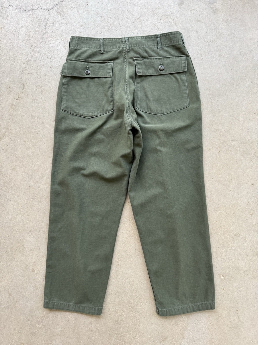 1973 Vtg US Army Type 1 OG 107 Cotton Sateen Pants W 33 L 27