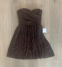 NWT J.Crew Brown Silk Strapless Dress Womens Size 4