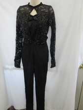 Black Sequin Lace One Piece Long Dance Costume Unitard LA Large Adult