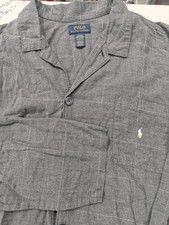 Polo Ralph Lauren Sleepwear Shirt Mens Large XL Pajama Top Pony Logo Gray Cotton