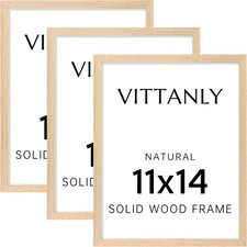Vittanly 11x14 Wood Picture Frame Plexiglass, 8x10 Mat - Set of 3