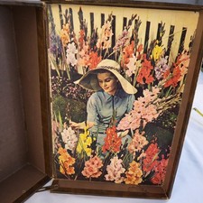 Vtg Full Color Floral Print Capps Clothes 100 Wool Brown Box