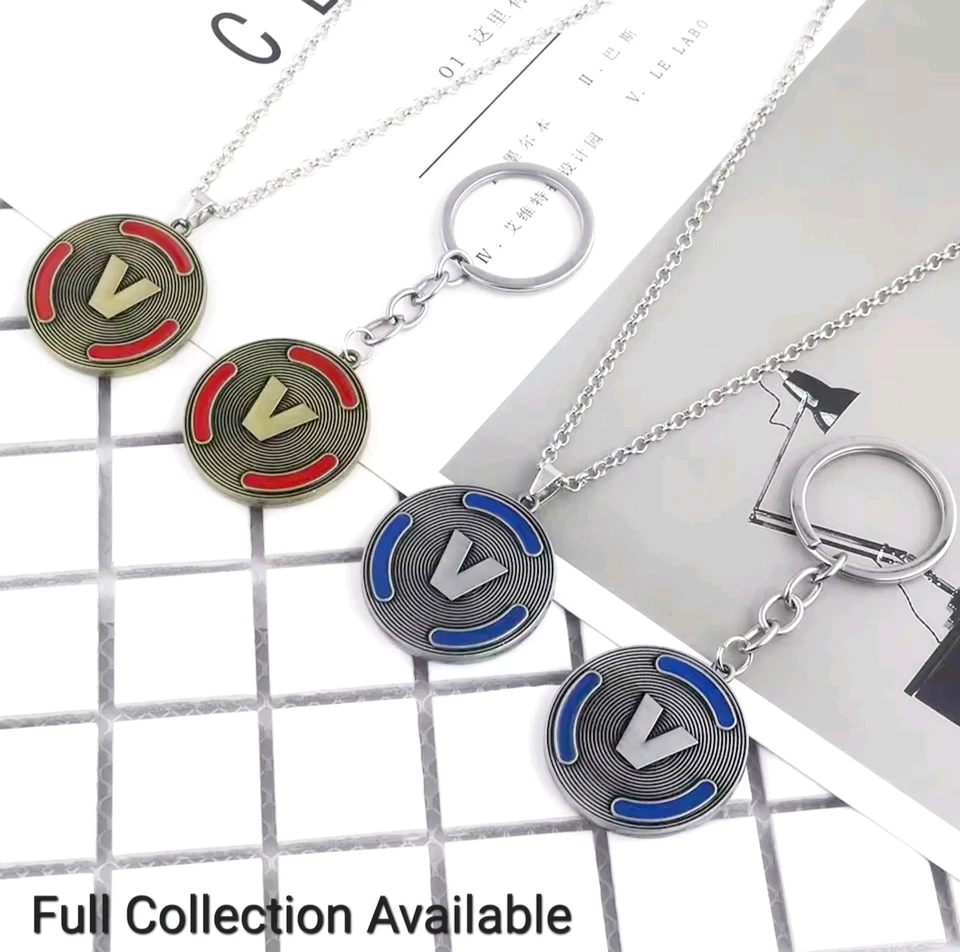1 pieza Fortnite V Bucks Moneda Azul Cosplay Colgante Juego Collar Cadena 31mm Diámetro Foto 4 de 4