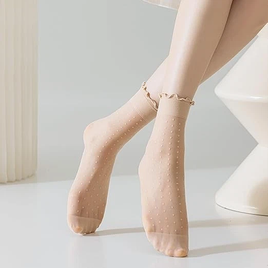 12 pares de calcetines para mujer con volantes transparentes medias blancas verano ultrafinos frescos sil... Foto 3 de 4