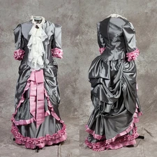Victorian Edwardian Day Walking Costume Duchess Rococo Baroque Bustle Dress HOT