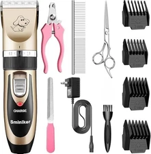 Sminiker Professional Rechargeable Cordless Pet Grooming Clipper Kit..US FREE