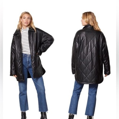 APPARIS Stevie Quilted Faux Leather Shirt Jacket XS NWT