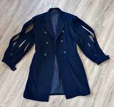 Rare Yohji Yamamoto Archive Black Wool Cutout Arm Coat Deadstock, Womens Small