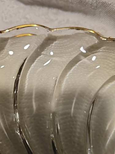 Vintage Hazel Atlas 8 Pc Gold Trim Seashell Swirl Plate And Cup Party Serves 4 - Picture 5 of 5